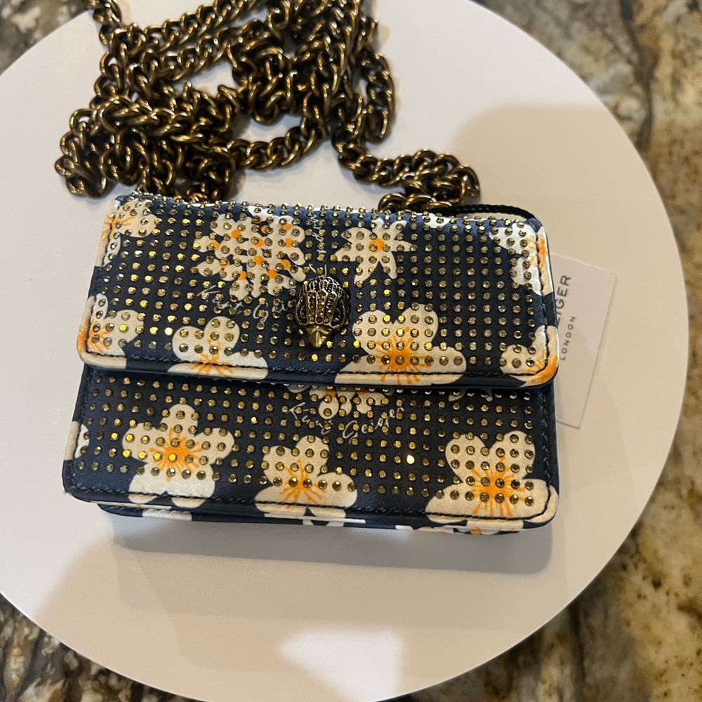 Kurt Geiger MICRO Mini Floral Studded Crossbody Wallet! NWT!!